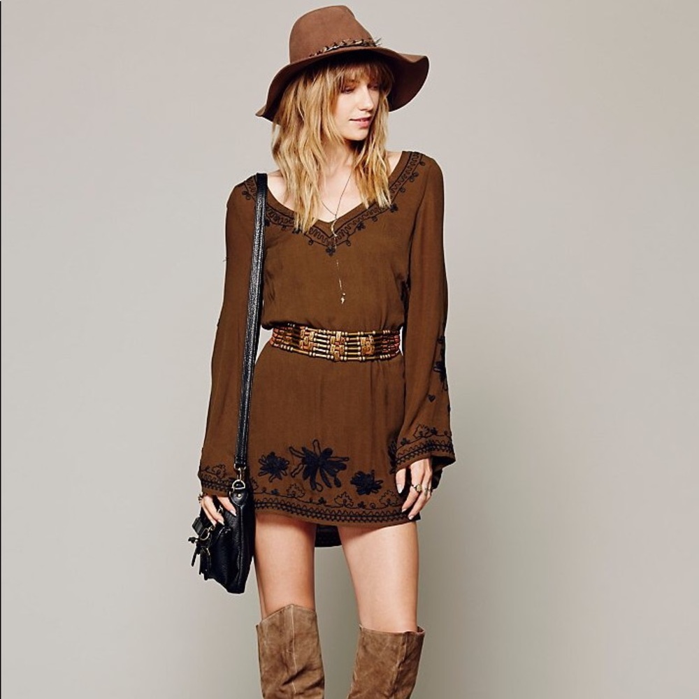 Free People Skyfall Embroidered mini dress